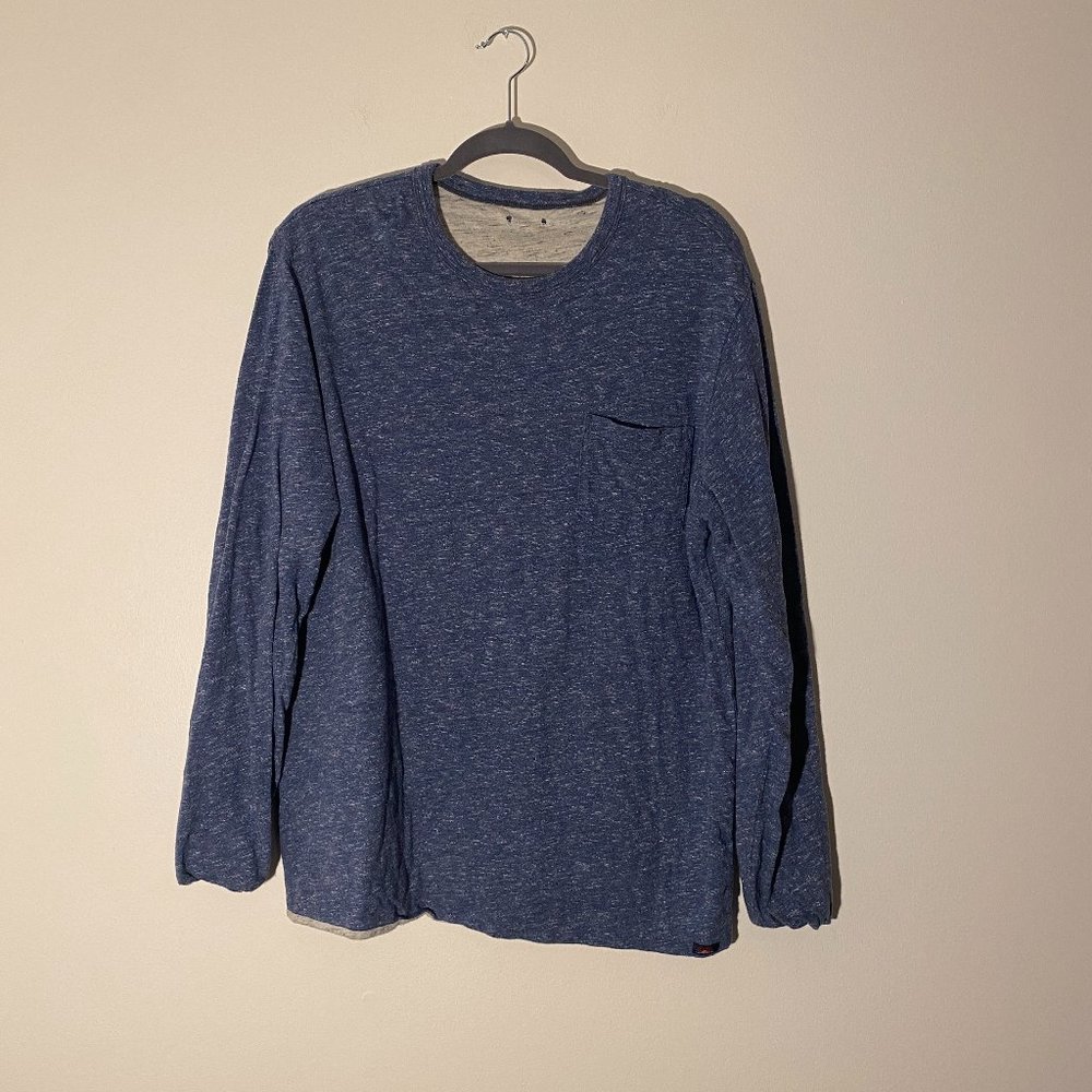 Faherty Heather Blue and Gray Thick Long Sleeve Top